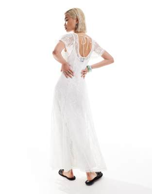 vintage white lace maxi dress