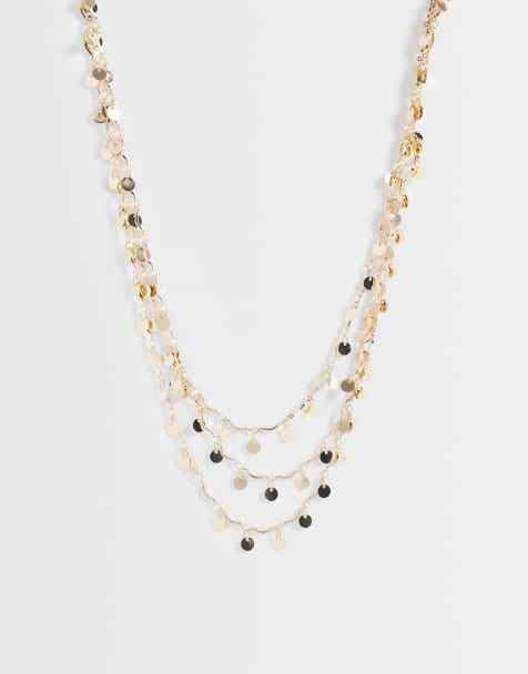 Reclaimed Vintage - Lange gelaagde festivalketting met gouden schijfjes - view 1