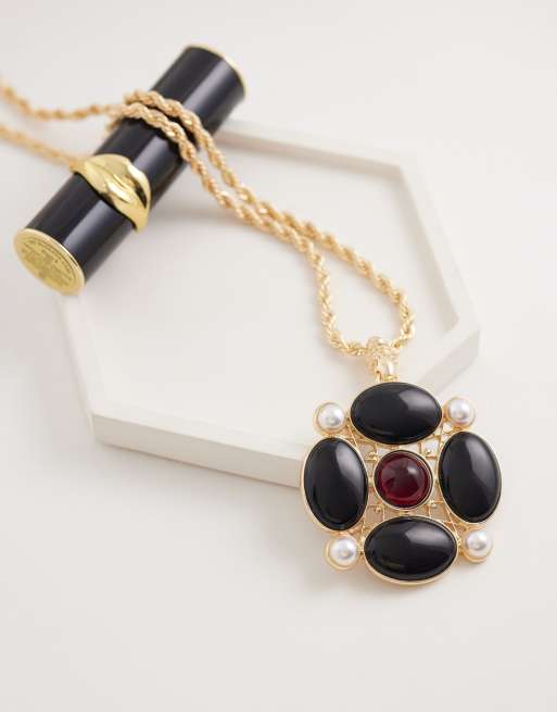 Reclaimed Vintage – Lange goldfarbene Boho-Halskette mit Kordel-Detail, 2 von 4