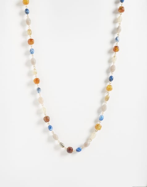 Reclaimed Vintage - Lange ketting met kralen in dezelfde tint in goudkleur - view 1