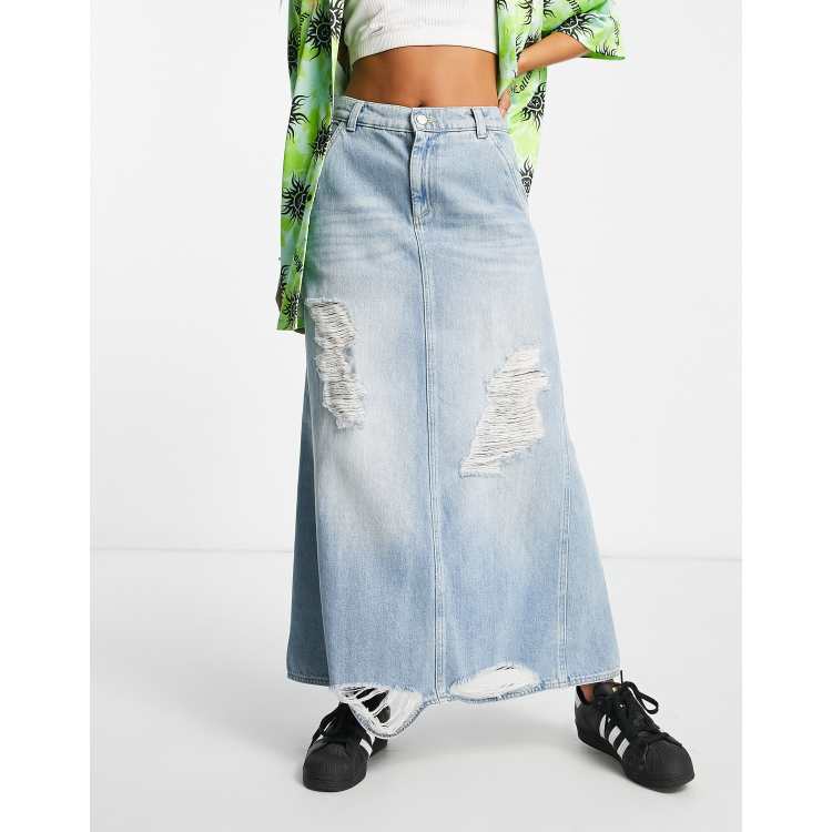 Denim rok met scheuren discount