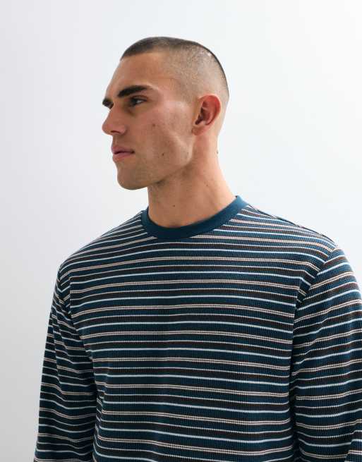 Reclaimed Vintage langærmet waffle T-shirt med teal-stribe, 2 af 5