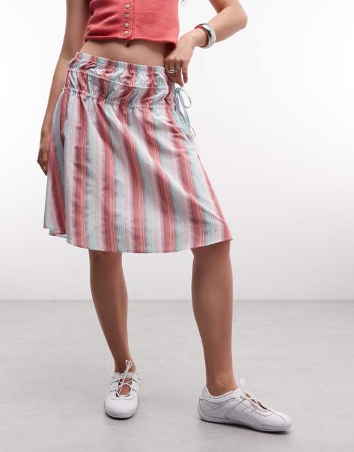 Reclaimed Vintage laundered striped prairie midi skirt with tie detail, 2 of 5
