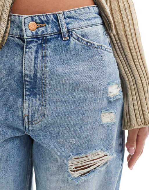 Reclaimed Vintage - Lavtaljede og posede lyseblå jeans, 4 af 5
