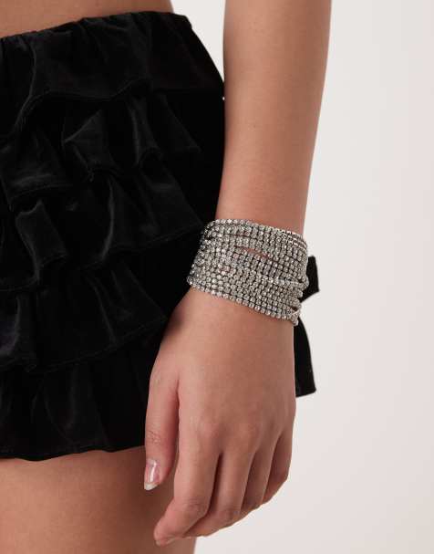 Reclaimed Vintage layered bracelet with diamantes - view 1