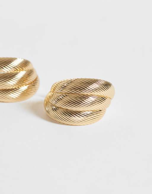 Reclaimed Vintage layered golden hoops earrings, 2 of 3