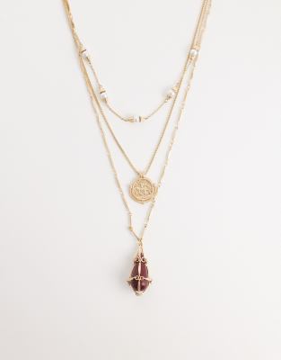 Reclaimed Vintage Layered Necklace In Gold