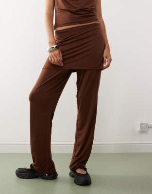 Reclaimed Vintage Layered Slinky Pants In Brown
