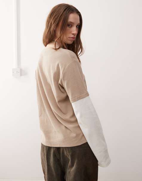 Reclaimed Vintage layered waffle long sleeve top - view 1