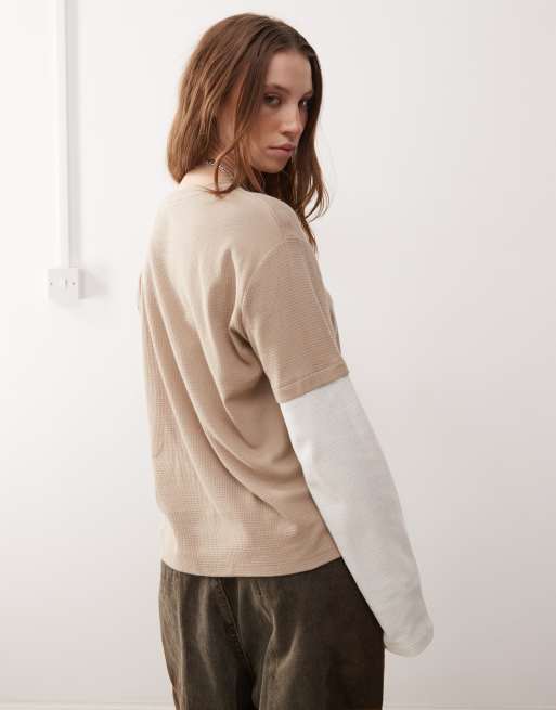 Reclaimed Vintage layered waffle long sleeve top