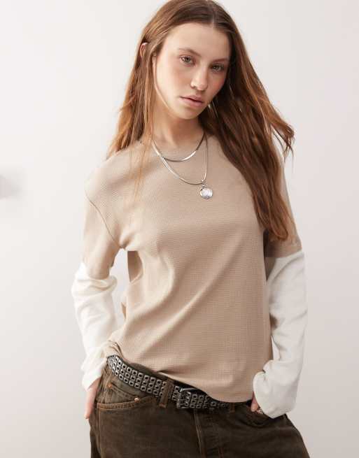 Reclaimed Vintage layered waffle long sleeve top