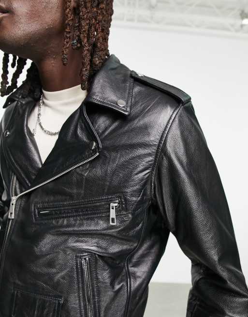 Reclaimed Vintage Leather Biker Jacket With Back Patch