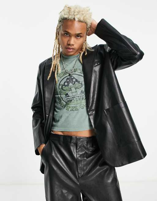 Vintage leather blazer top