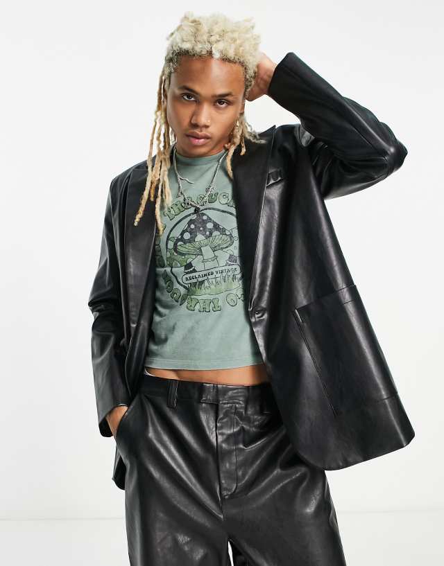 Reclaimed Vintage leather look blazer