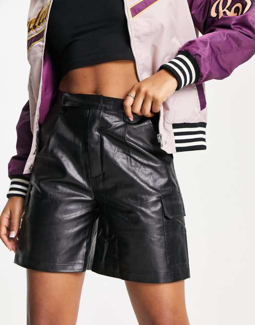 Reclaimed Vintage leather look shorts 