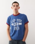 [Reclaimed Vintage] Reclaimed Vintage Led Zeppelin licensed ringer t-shirt in navy with contrast red binding M NAVY