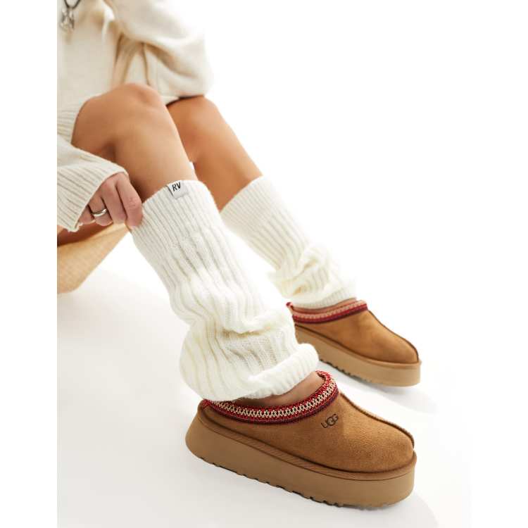 ASOS DESIGN knitted leg warmer in white