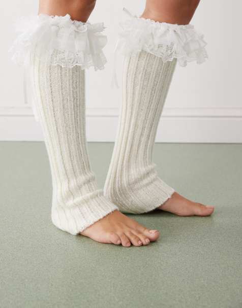 Reclaimed Vintage legwarmers with ruffles and lace in cream - view 1