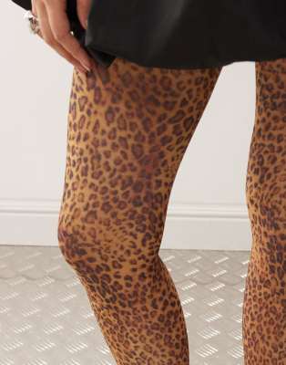 Reclaimed Vintage Leopard Print Tights-multi In Animal Print
