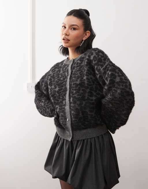 Reclaimed Vintage – Leopardmönstrad, borstad kofta