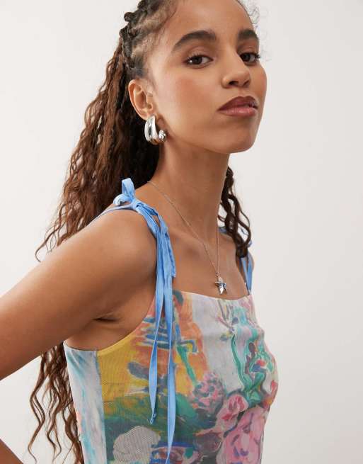 Reclaimed Vintage licensed Matisse cami top in art print with bow straps