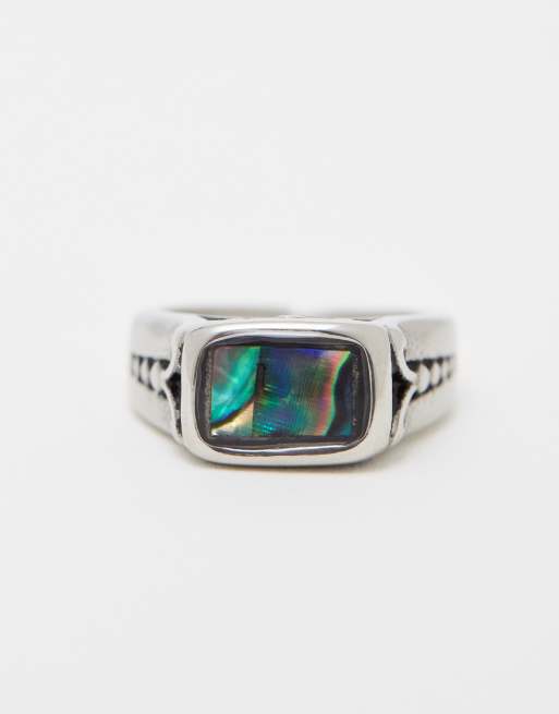 Reclaimed Vintage - Lillefingerring i rustfrit stål med sten, 2 af 4