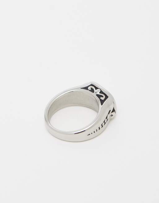 Reclaimed Vintage – Lillfingerring i rostfritt stål med smyckessten, 4 av 4