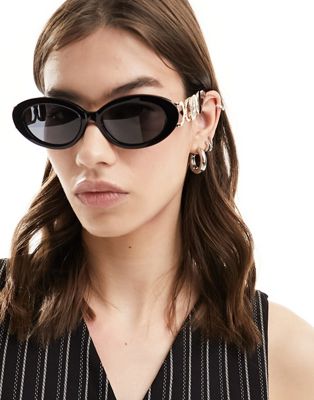 limited edition 90s oval sunglasses in acetate-Black