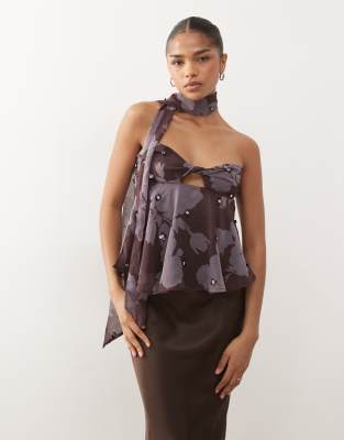 Reclaimed Vintage Limited Edition Bandeau Twist Top With Embellishment In Multi