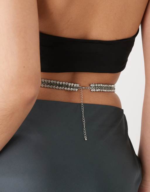 Reclaimed Vintage Limited Edition belt belly chain in silver  display picture 3