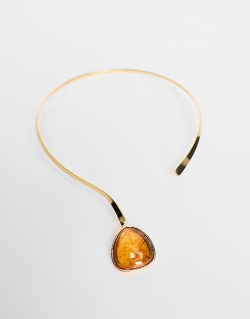 Reclaimed Vintage limited edition boho necklace with moonstone in gold plate