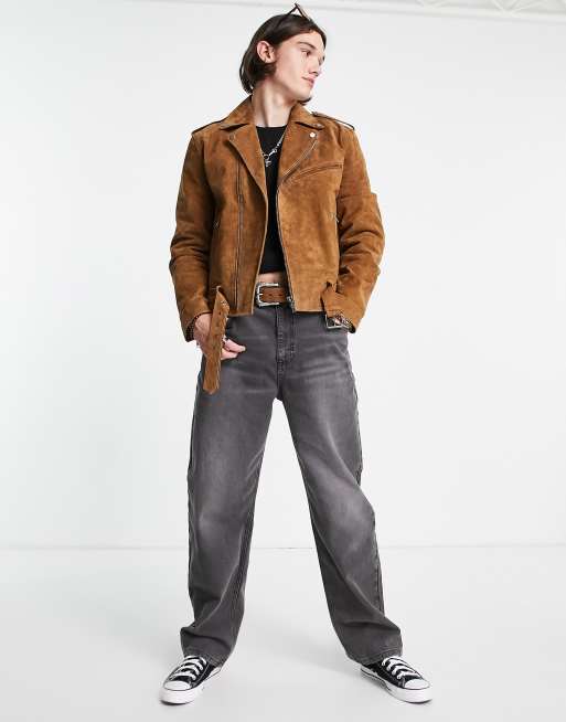 Reclaimed Vintage – Limited Edition – Brun bikerjacka i mocka