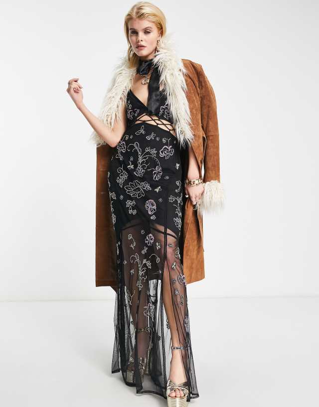 Reclaimed Vintage limited edition cami dress with lattice detail and embellishment 2