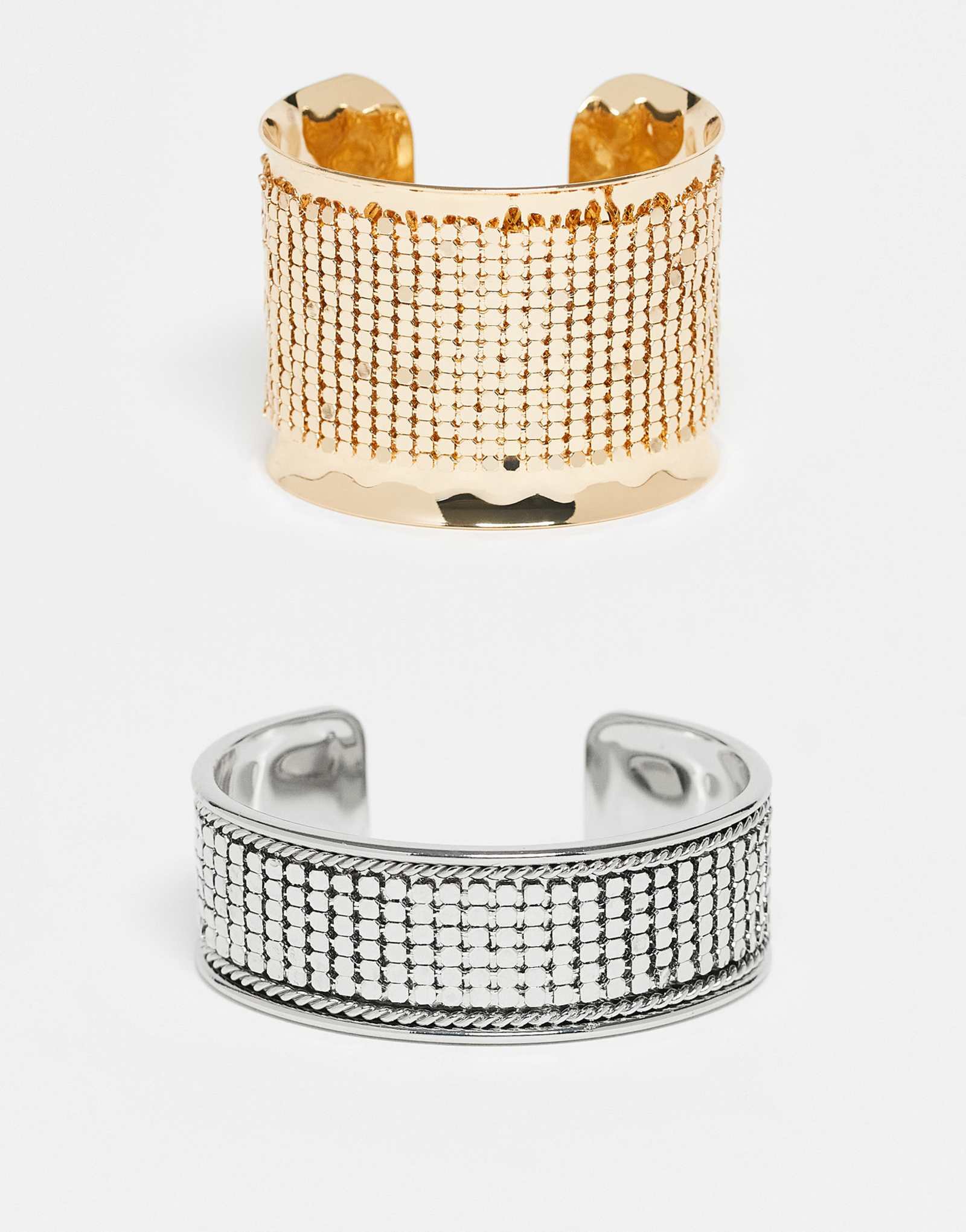 Восстановленный винтажный кольчужный браслет ограниченной серии из 2-х частей в золоте и серебре