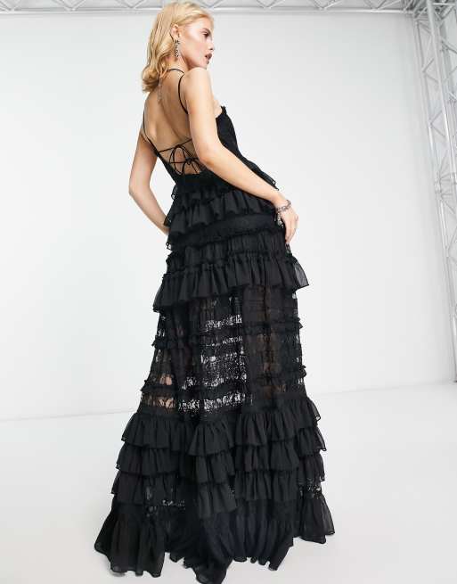 Reclaimed Vintage Limited Edition corset maxi dress with tiered