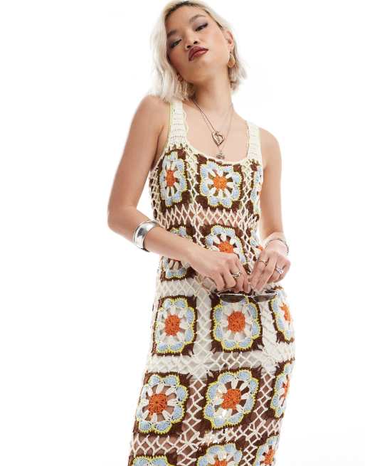 Reclaimed Vintage Limited Edition crochet festival midi dress ASOS
