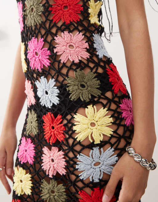 Reclaimed Vintage Limited Edition crochet floral knit mini