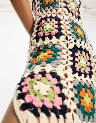 Reclaimed Vintage limited edition crochet midi dress in multi