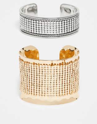 Reclaimed Vintage - Limited Edition - Kettenarmband im 2er-Pack in Gold- und Silberoptik-Bunt