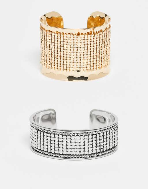 Reclaimed Vintage – Limited Edition – Kettenarmband im 2er-Pack in Gold- und Silberoptik