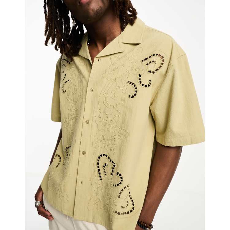 【KOOLOSET】Ethnic lace short sleeve shirt 204588844-1-khaki?$n_750w$&wid