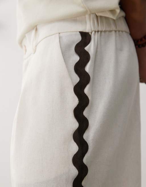 Reclaimed Vintage limited edition linen blend pants with scallop taping - part of a set