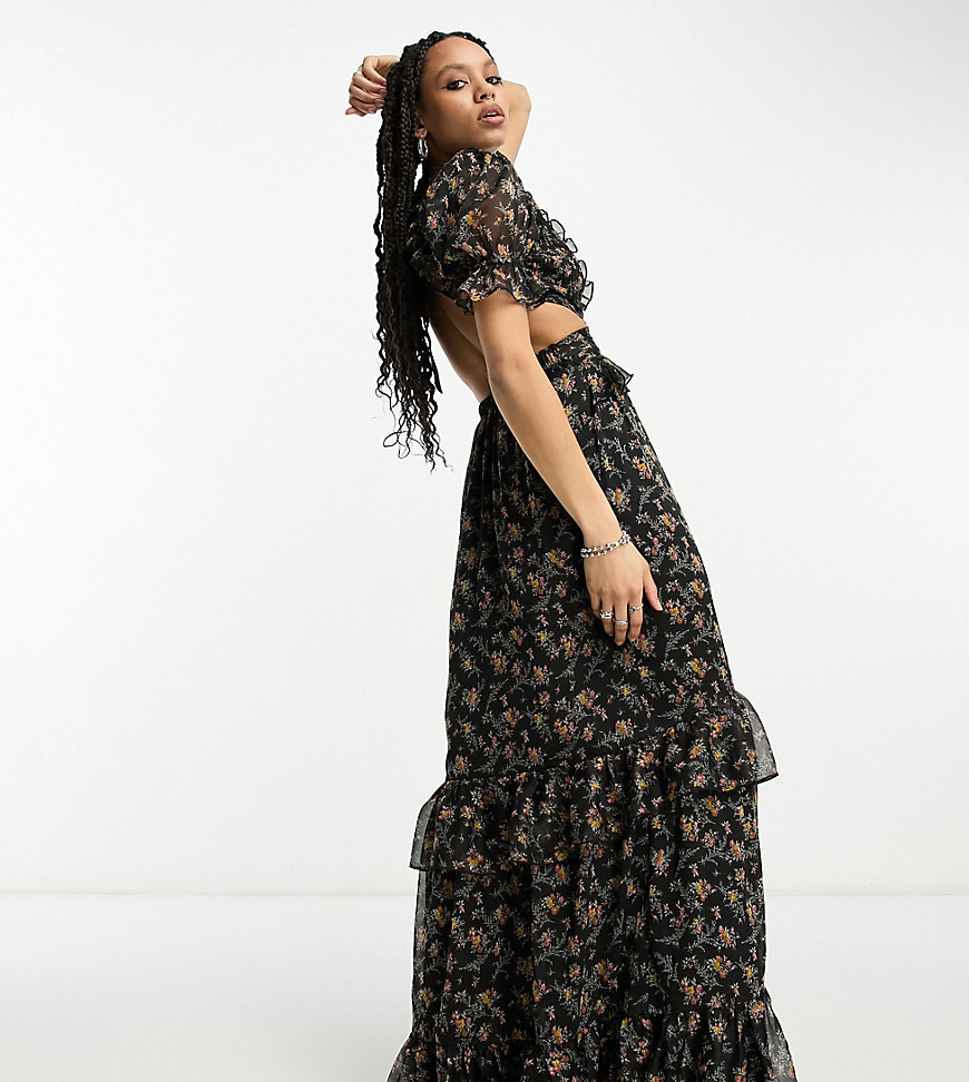 Reclaimed Vintage limited edition maxi ruffle dress in floral-Multi