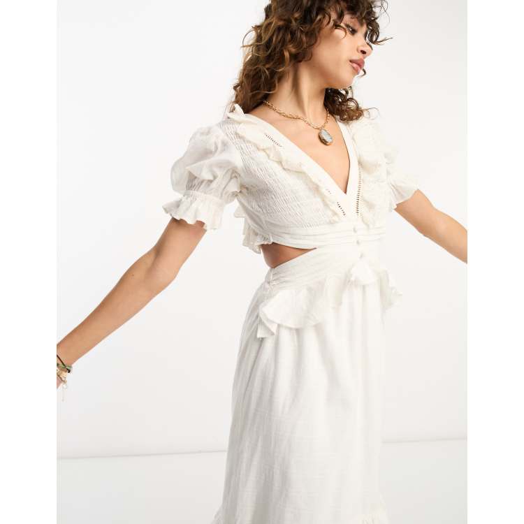 Asos white ruffle dress clearance