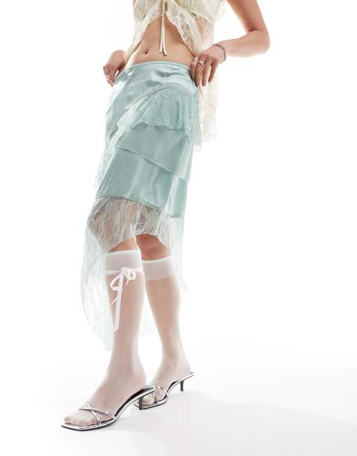 ACLENT Lace frill wrap skirt レースロングスカート - メルカリ