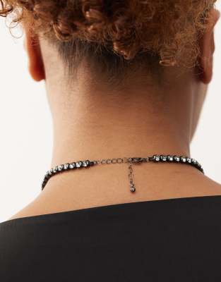 Reclaimed Vintage Limited Edition Necklace With Dangly Green And Black Stones In Multi