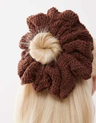 Reclaimed Vintage Limited Edition Oversized Crochet Scrunchie In Brown