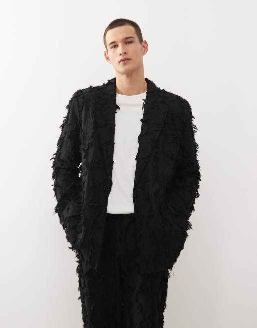 Reclaimed Vintage Limited Edition oversized suit jacket co-ord in black with fraying