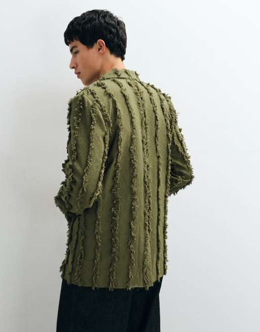 Reclaimed Vintage Limited Edition oversized suit jacket set in olive with fraying, 2 of 5