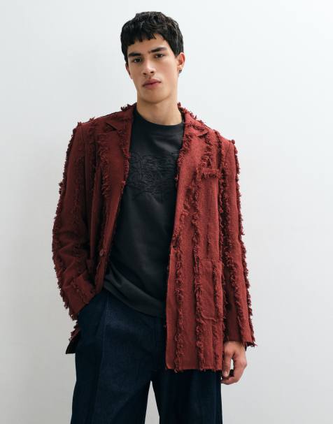 Reclaimed Vintage Limited Edition oversized suit jacket set in russet with fraying - view 1